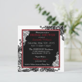 ブラックレースホワイトモダンゴシックブライダルシャワー 招待状 (スタンド正面)