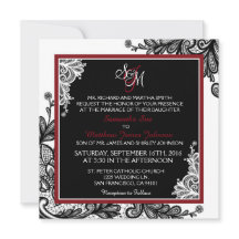 ブラックレースホワイトモダンゴシック結婚式招待状