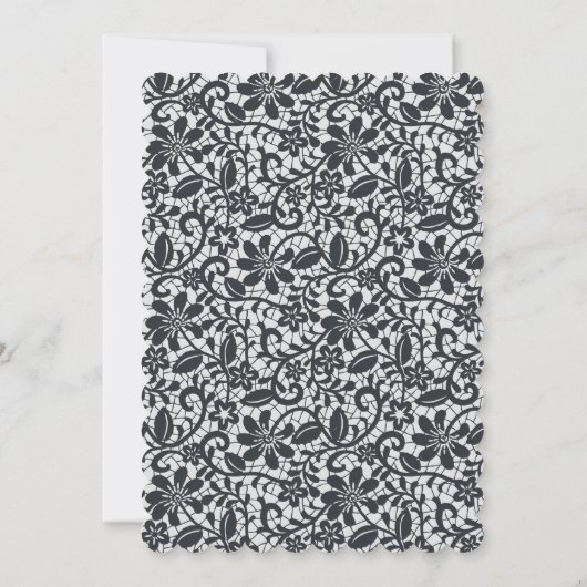 ブラックレースボウ彼女は結び目のブライダルシャワー 招待状 (裏面)