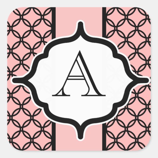 ブラックレースモノグラムステッカー スクエアシール (正面)