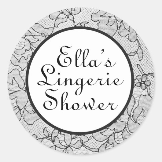 ブラックレースランジェリーステッカー ラウンドシール (正面)