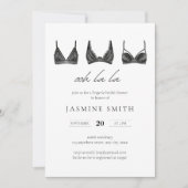 ブラックレースランジェリーブライダルシャワーモダン招待 招待状 (正面)