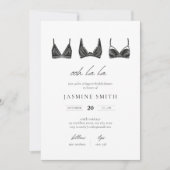 ブラックレースランジェリーブライダルシャワー モダン 招待状 (正面)