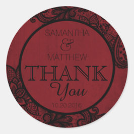 ブラックレースレッドモダンゴシックサンキューラベル ラウンドシール