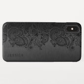 ブラックレース付きメタリックペイズリーブラック Case-Mate iPhoneケース (裏面(横))