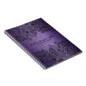 ブラックレース付き紫色のメタリック背景 ノートブック (右側)