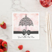 ブラックレース傘ピンクシャワーナプキン スタンダードカクテルナプキン (インサイチュ)