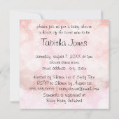 ブラックレース傘ピンクベビー散水赤ちゃんシャワー 招待状 (裏面)