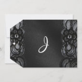 ブラックレース及びサテン婚約告知カード 案内状 (裏面)