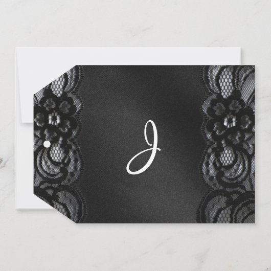 ブラックレース及びサテン婚約告知カード 案内状 (裏面)