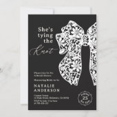 ブラックレース彼女は結び目のブライダルシャワー 招待状 (正面)