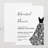 ブラックレース結婚のドレスリハーサル 招待状 (正面/裏面)