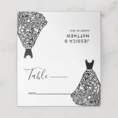 ブラックレース結婚のドレス プレイスカード (外部開封)