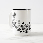 ブラックレース蝶8 ツートーンマグカップ (正面左)