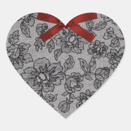 ブラックレース1とレッドサテン ハートシール