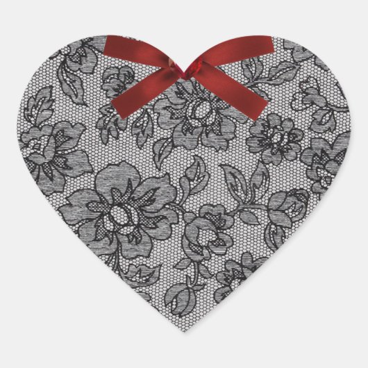 ブラックレース1とレッドサテン ハートシール (正面)