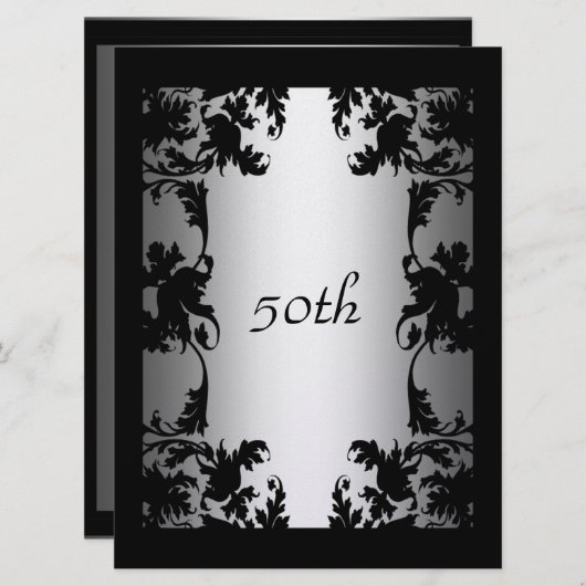 ブラックレース50thバースデーパーティー招待状ブラック 招待状 (正面/裏面)