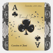 ブラックレース、クラブのエースブラックグリッター感謝してい スクエアシール (正面)