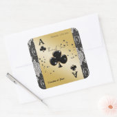 ブラックレース、クラブのエース、ブラックグリッター感謝 スクエアシール (封筒)