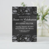 ブラックレース&サテンスイート16お祝いパーティー 招待状 (スタンド正面)
