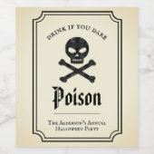 ブラックレース スカル ゴシック ヴィンテージ ハロウィン ポイズン ワインラベル (シングルラベル)