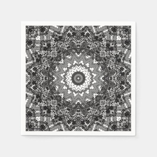 ブラックレース スタンダードカクテルナプキン (正面)