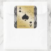ブラックレース、スペードのエース、ブラックグリッター感謝 スクエアシール (バッグ)