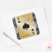 ブラックレース、スペードのエース、ブラックグリッター サンクス スクエアシール (封筒)