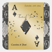 ブラックレース、ダイヤのエース、ブラックグリッター サンクス スクエアシール (正面)