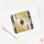 ブラックレース、ダイヤのエース、ブラックグリッター サンクス スクエアシール (封筒)