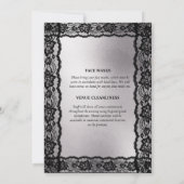 ブラックレース ダイヤモンド 赤いリボン 銀のグリッター エレガント 招待状 (裏面)