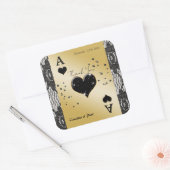 ブラックレース、ハートのエース、ブラックグリッター感謝 スクエアシール (封筒)