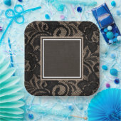 ブラックレース、バーラップ、リネン ペーパープレート (パーティー)