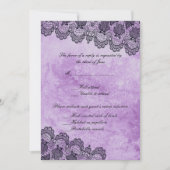 ブラックレース パープル ゴシック ウェディング 返信 招待状 (正面)