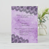 ブラックレース パープル ゴシック ウェディング 返信 招待状 (スタンド正面)