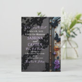 ブラックレース、蝶と紫のバラ結婚ズ 招待状 (スタンド正面)