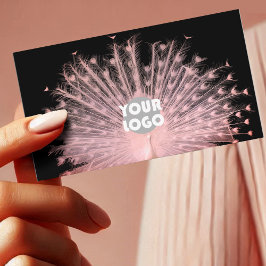 ブラックロかわいらしゴにロマンチックなピンクのピーコッカスタムク 名刺