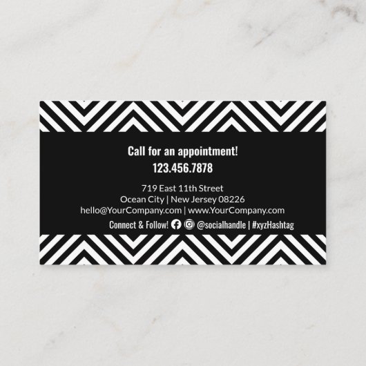 ブラックロエレガントゴとホワイトロゴのソーシャルメディア通話 ロイヤリティカード (裏面)