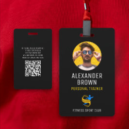 ブラックロクールゴ写真QRコード従業員ID バッジ