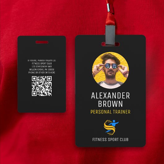 ブラックロクールゴ写真QRコード従業員ID バッジ