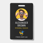 ブラックロクールゴ写真QRコード従業員ID バッジ (表面)