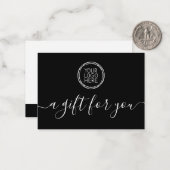 ブラックロゴのミニマルなギフト証明書を追加 ノートカード (正面/裏面インサイチュ)