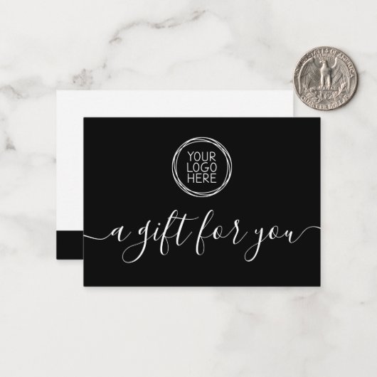 ブラックロゴのミニマルなギフト証明書を追加 ノートカード (正面/裏面インサイチュ)
