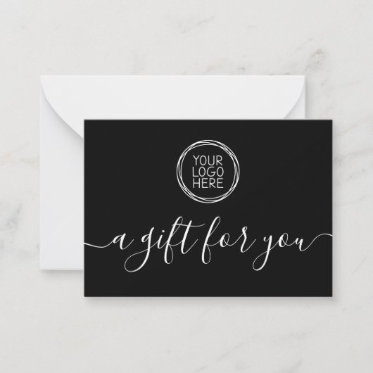 ブラックロゴのミニマルなギフト証明書を追加 ノートカード (正面)