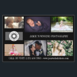 ブラックロゴコラージュプロフェッショナル写真家QR チラシ<br><div class="desc">マーケティングの写真、ロゴ、情パーソナライズされた報、文字、QRコードを含む連絡プロフェッショナルフォトグラファーのためのカスタムフライヤー。ポートフォリオやロゴの写真や、あなたの情報やQRコードなどのバックに印刷された小さなビジネス用の黒い写真コラーゲーのプロモーションフライヤー。</div>
