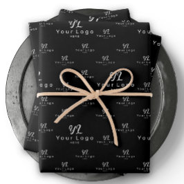 ブラックロゴパターンビジネスブランドシンプル会社 ラッピングペーパーシート