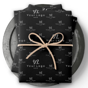 ブラックロゴパターンビジネスブランドシンプル会社 ラッピングペーパーシート