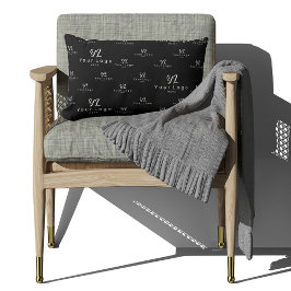 ブラックロゴパターンビジネスブランドシンプル会社 ランバークッション