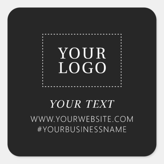 ブラックロゴビジネスサンキューパッケカスタムージ スクエアシール (正面)