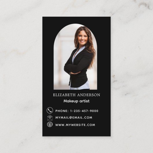 ブラックロゴフォトアーチQrコードソーシャルメディア 名刺 (裏面)